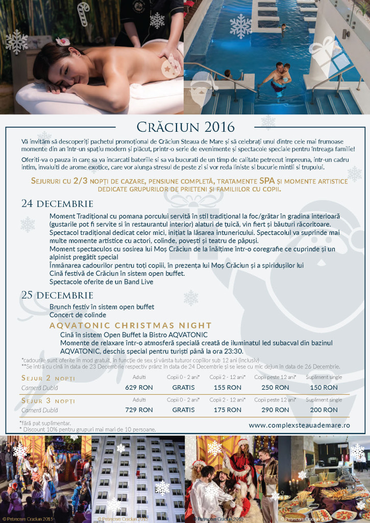Craciun 2016 la Aqvatonic Hotel - Steaua de Mare 